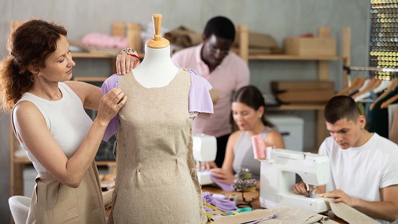 Close-up of flatlock stitching on a pair of leggings