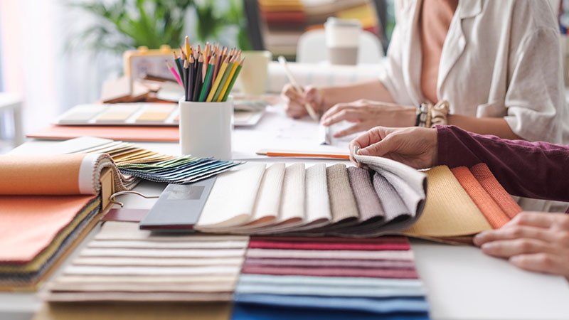 Different swatches of performance fabrics for activewear