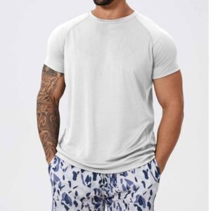 Solid Color Crew Neck Short Sleeve for Fitness