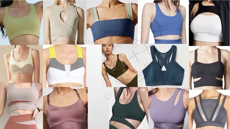 a clothing technician adjusting a sports bra on a fit model