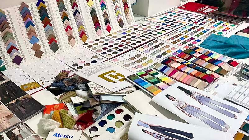 Sourcing Sportswear Fabrics Close-up of different high-performance sportswear fabrics, showing their texture and weave.