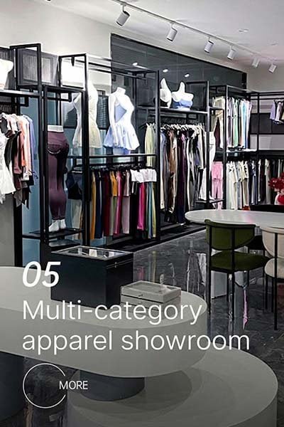 Multi category apparel showroom