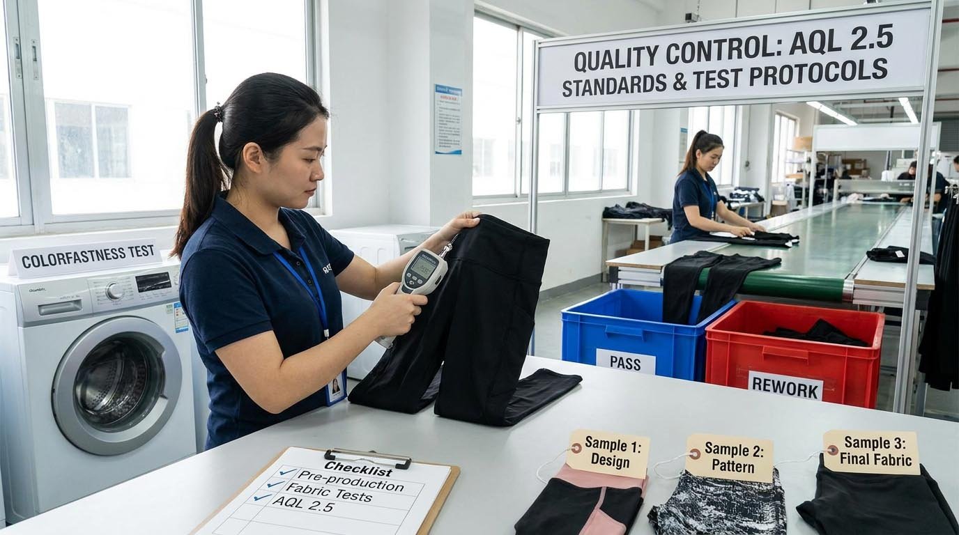 Activewear quality control systems and testing protocols Quality control testing in activewear manufacturing process