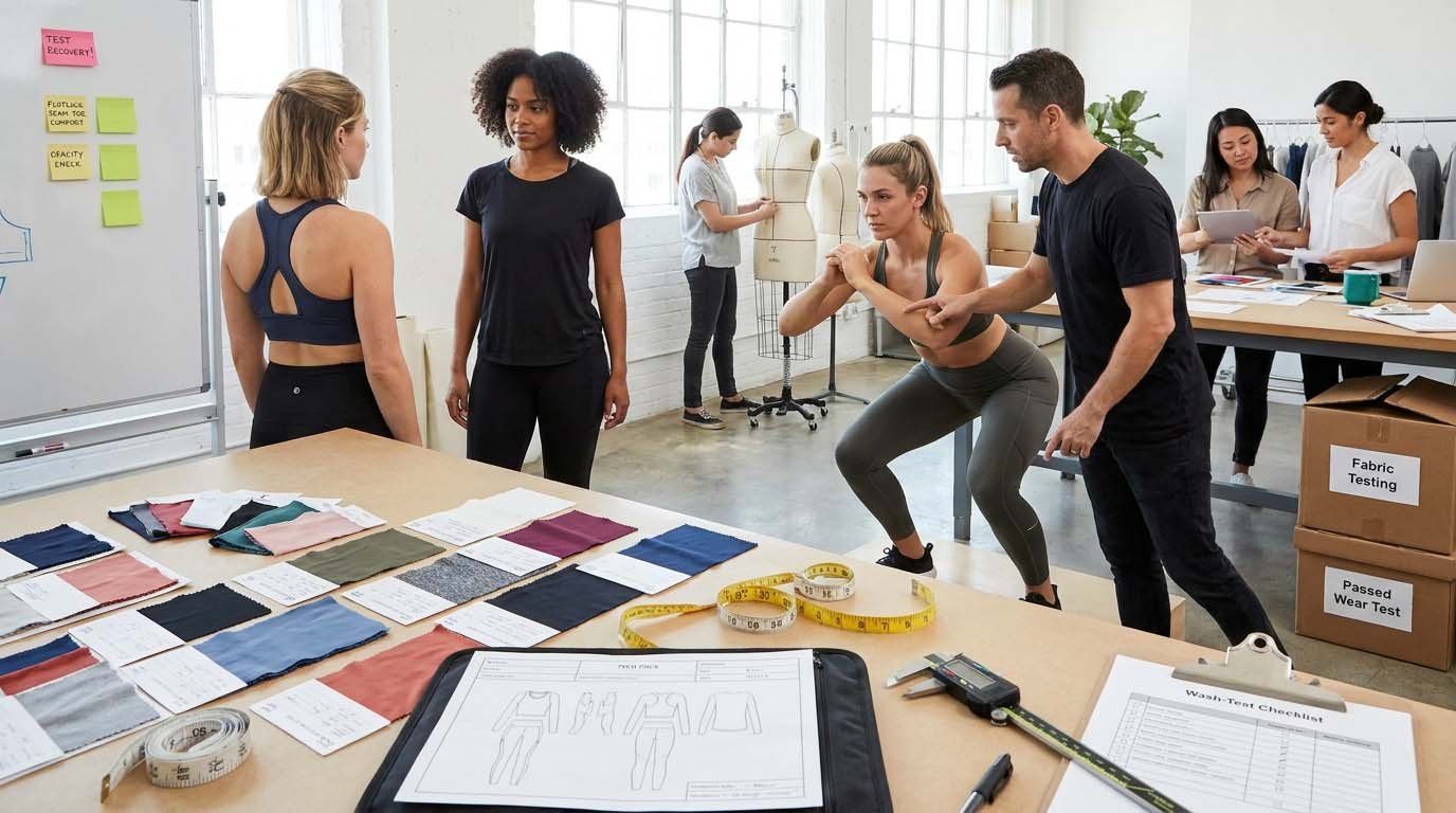 activewear fabric specifications sampling activewear product development tech pack