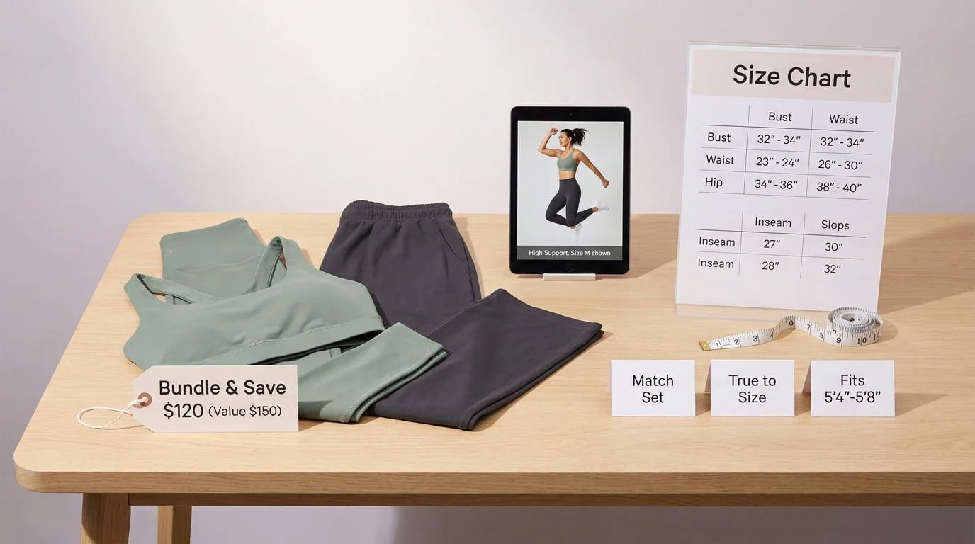 activewear merchandising bundles fit guidance