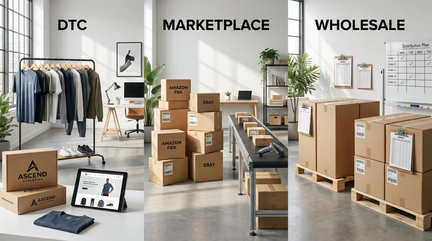 DTC marketplace and wholesale strategy for men's activewear Omnichannel distribution strategy men's activewear