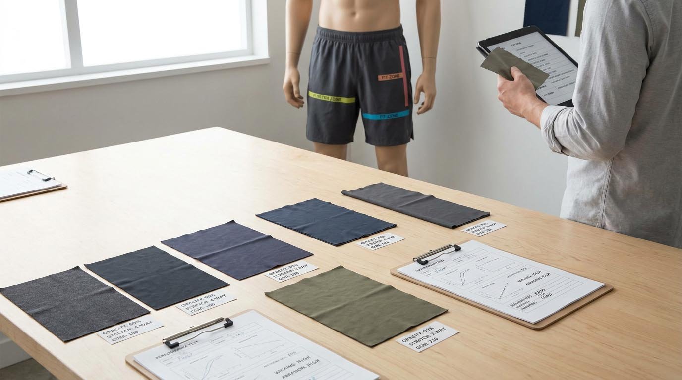 Men's gym wear fabric selection and performance testing