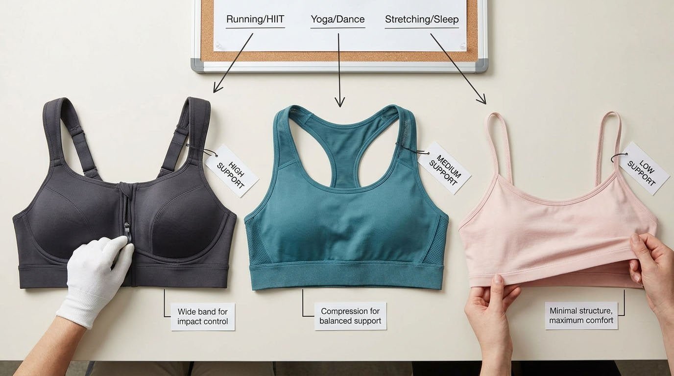 sports bra construction types