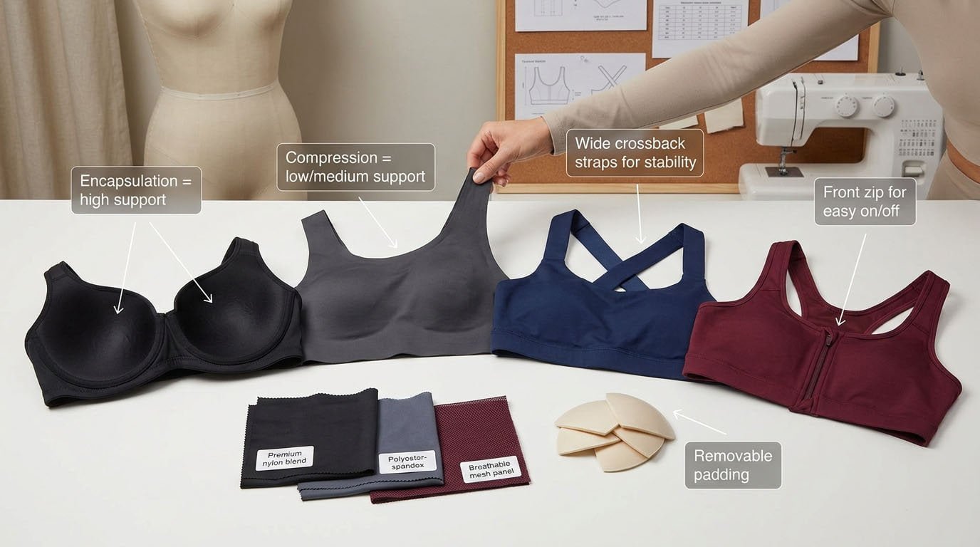 sports bra design features