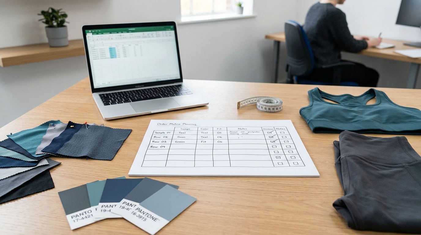 activewear order matrix for factory quotation