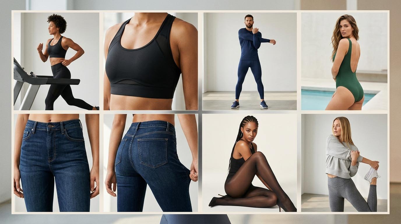 Common uses of spandex in activewear sportswear and textiles Spandex applications in different garment categories