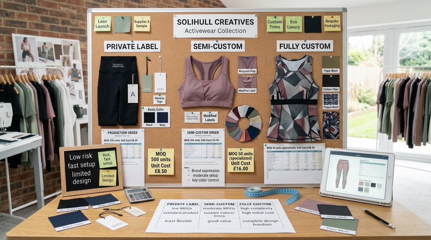 Tech pack and product development for activewear Activewear tech pack pages with flats, measurements, stitch details, and fabric notes