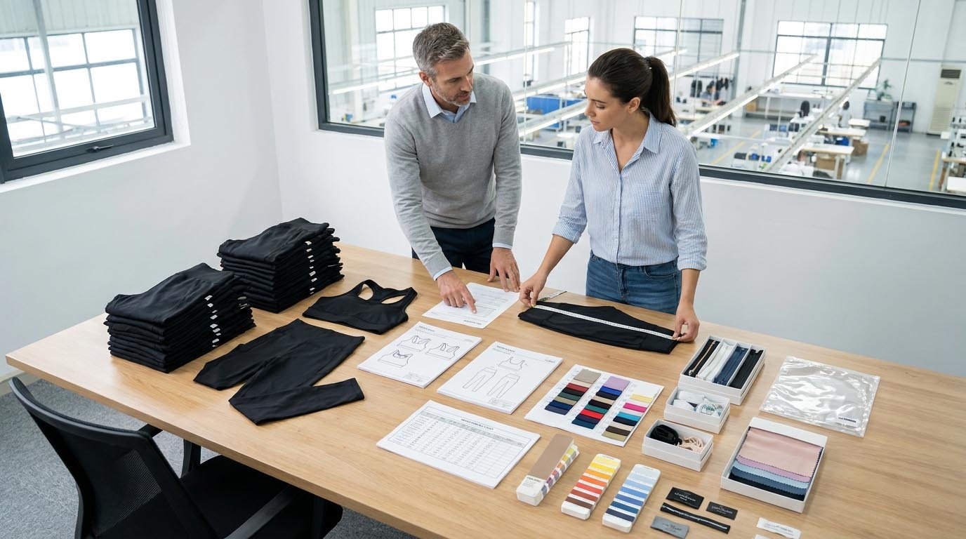 activewear approved sample to bulk production consistency approved activewear sample compared with bulk production