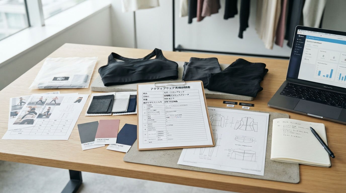 Activewear manufacturer quote request checklist with design files fabric samples and order specifications