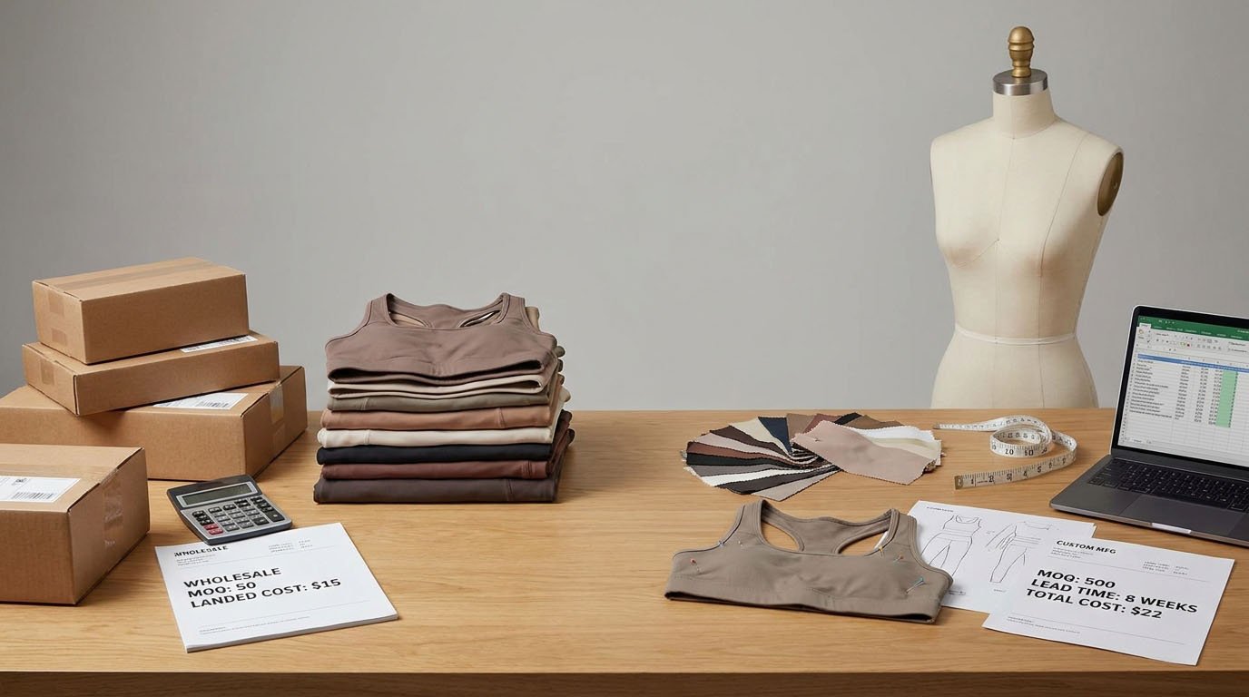 Activewear Manufacturer vs Wholesaler Total Sourcing Cost Activewear sourcing costs and inventory comparison