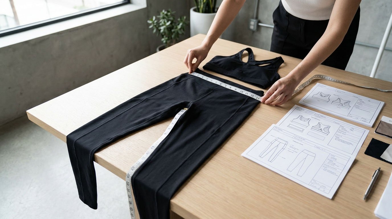Activewear Sample POM Measurement and Tech Pack Comparison activewear sample measurement inspection using a tech pack