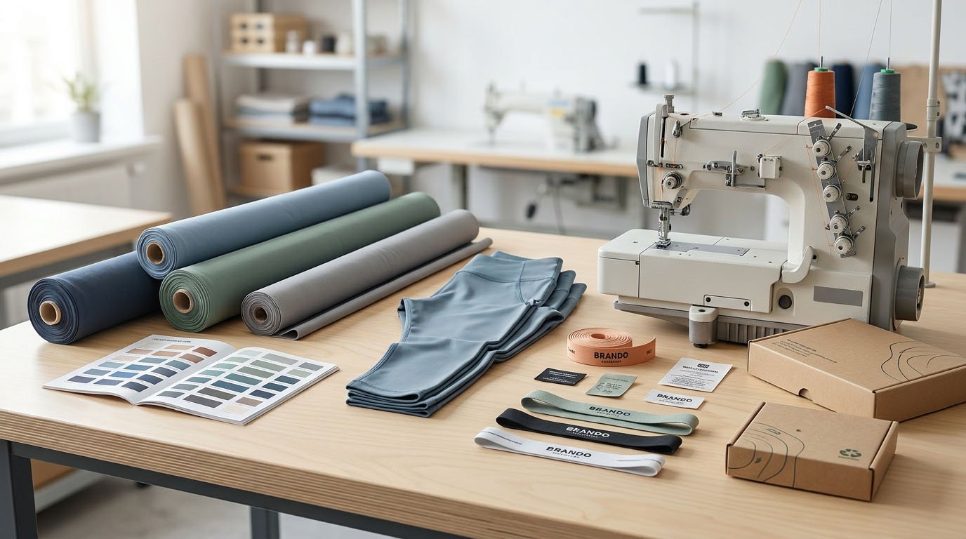 Low-MOQ Activewear Fabric Cutting and Sewing Technical fabric cutting and stretch garment sewing in activewear manufacturing